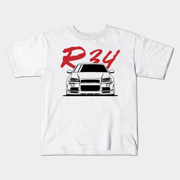 Skyline R34 GTR Kids T-Shirt by Markaryan